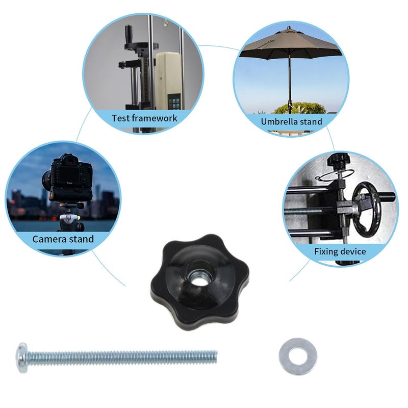 yukata T-Type Track Knob Kit T-Track Bolts 1/4-20 x 2-1/2 "and 1/4" Black Star Perforated knobs Plus 1/4 "Galvanized Iron Flat washers 8set (1/4 * 2-1/2 inch) - Image 5